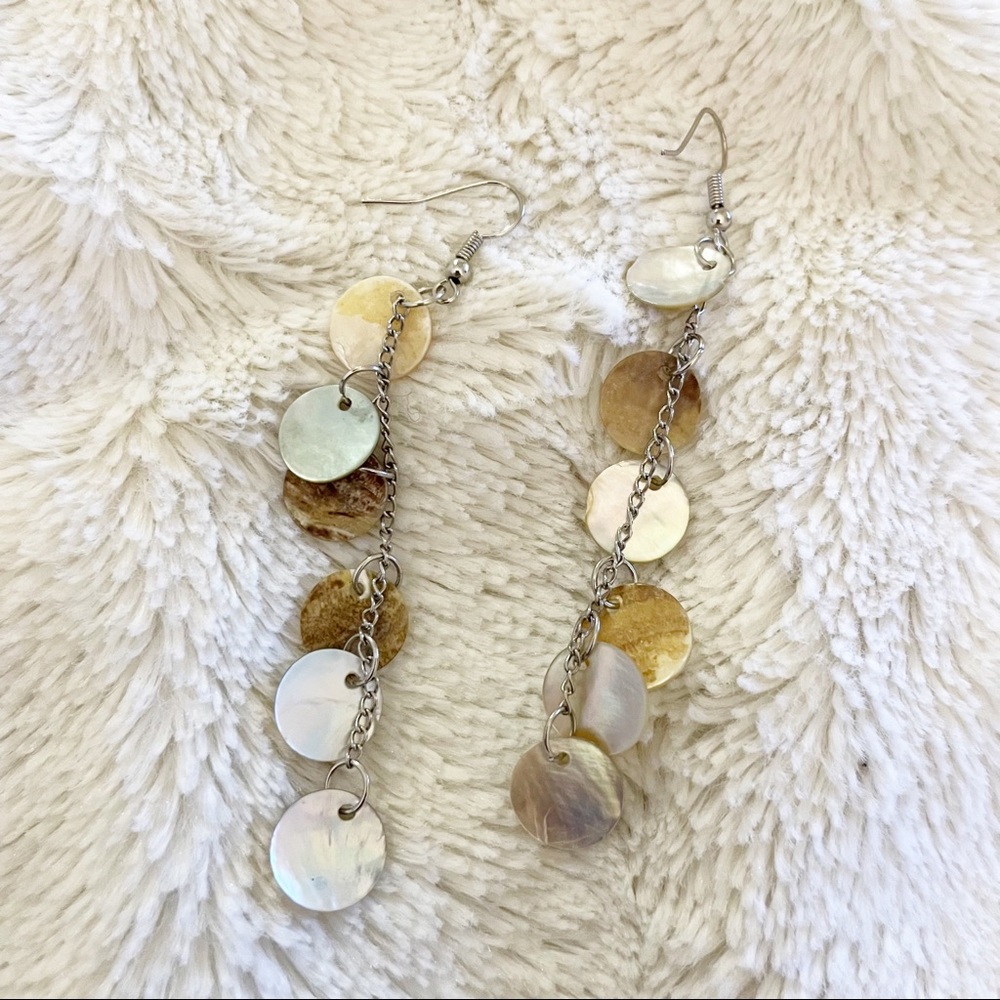 Silver and Shell Dangly Earrings